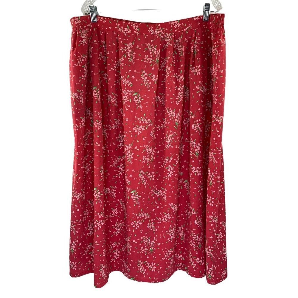 Sag Harbor Women's Long Pink Floral Skirt - Picture 1 of 5
